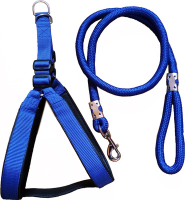 Petshop7 Nylon Padded adjustable Dog Harness & Dog Leash Rope 1.25 Inch for Large Pet (Chest Size : 33-42) Blue Dog Harness & Leash(, Blue