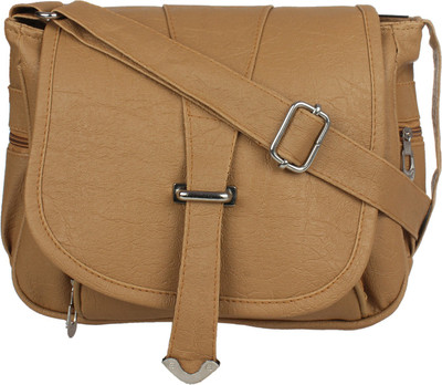 ABHEER Women Casual Brown PU Sling Bag