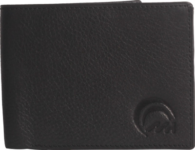 MH Men Black Genuine Leather Wallet(7 Card Slots)