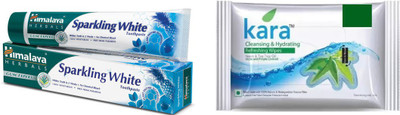 Himalaya Kara Skin Care Wipes, Toothpaste(Set of 2)