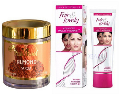 Pink Root ALMOND SCRUB 100G with FAIR & LOVELY ADVANCED MULTI VITAMIN CREAM 80g(Set of 2)
Pink Root ALMOND SCRUB 100G with FAIR & LOVELY ADVANCED MULTI VITAMIN CREAM 80g(Set of 2)