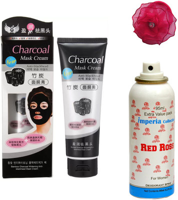 Charcoal Bamboo Face Mask, Deodorant for Women and Band(Set of 3)