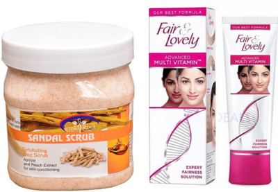 Pink Root SANDAL SCRUB 500ML with FAIR & LOVELY ADVANCED MULTI VITAMIN CREAM 80G(Set of 2)
Pink Root SANDAL SCRUB 500ML with FAIR & LOVELY ADVANCED MULTI VITAMIN CREAM 80G(Set of 2)