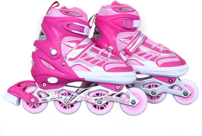 Running Adjustable In-line Skates - Size 7-9 UK(Pink)