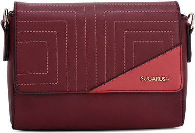 SUGARUSH Women Casual Maroon PU Sling Bag