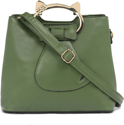 Satchel Bags Women Casual Green PU Sling Bag
