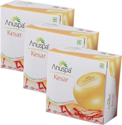 Anuspa 3 Herbal Kesar 125g Soaps(375 g, Pack of 3)