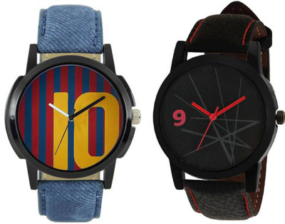 Rage Enterprise New Designer Re-126 Leather Belt Set Of 2 Men Watch - For Boys