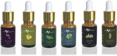 Maverick Pure Lavender, Rosemary, Thyme, Peppermint, Lemon & Tea Tree essential oil 6 in 1 pack with dropper(10 ml)