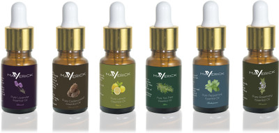 Maverick Pure Lavender, Rosemary, Cedarwood, Peppermint, Lemon & Tea Tree essential oil 6 in 1 pack with dropper(10 ml)