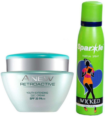 Avon Anew Retroactive Day Cream (50g) With one sparkle perfume spray 150 ml(Set of 2)
Avon Anew Retroactive Day Cream (50g) With one sparkle perfume spray 150 ml(Set of 2)