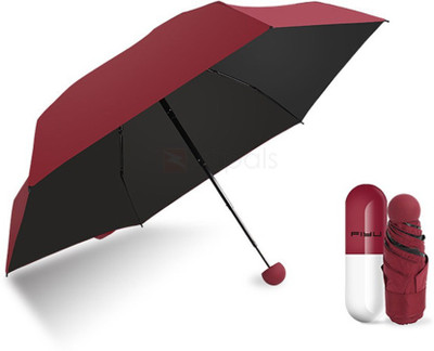 Merchanteshop Capsule Red Maroon Folding Pocket Umbrella(Maroon)