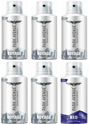 Park Avenue Pack of 5 Voyage and 1 Neo deodorant of 130 ml Each Deodorant Spray - For Men & Women(780 ml, Pack of 6)
Park Avenue Pack of 5 Voyage and 1 Neo deodorant of 130 ml Each Deodorant Spray - For Men & Women(780 ml, Pack of 6)