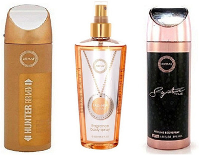 Armaf Hunter for men 200ml + Tag her for women 250ml + Signature true for women 200ml Deodorant Spray - For Men & Women(650 ml, Pack of 3)
Armaf Hunter for men 200ml + Tag her for women 250ml + Signature true for women 200ml Deodorant Spray - For Men & Women(650 ml, Pack of 3)
