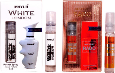 Mayur White London & Rado Pocket (Pack of 2pcs) Eau de Parfum - 18 ml(For Men & Women)
Mayur White London & Rado Pocket (Pack of 2pcs) Eau de Parfum - 18 ml(For Men & Women)