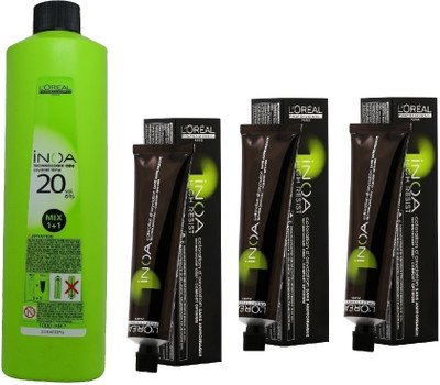 L'Oreal INOA Ammonia Free Permanent Colour 5,52 Light Mahogany Iridescent Brown(3 tube) 60mL+ Loreal INOA Oil Developer 1000 mL(Set of 4)
L'Oreal INOA Ammonia Free Permanent Colour 5,52 Light Mahogany Iridescent Brown(3 tube) 60mL+ Loreal INOA Oil Developer 1000 mL(Set of 4)