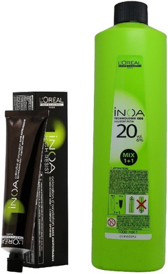 L'Oreal INOA Ammonia Free Permanent Colour 4,56 Mahogany Red Brown(1tube) 60mL+ Loreal INOA Oil Developer 1000 mL(Set of 2)
L'Oreal INOA Ammonia Free Permanent Colour 4,56 Mahogany Red Brown(1tube) 60mL+ Loreal INOA Oil Developer 1000 mL(Set of 2)