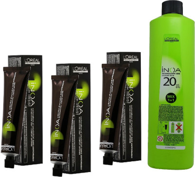 L'Oreal INOA Ammonia Free Permanent Colour 4 Brown(3 tube) 60mL+ Loreal INOA Oil Developer 1000 mL(Set of 4)
L'Oreal INOA Ammonia Free Permanent Colour 4 Brown(3 tube) 60mL+ Loreal INOA Oil Developer 1000 mL(Set of 4)