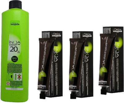 L'Oreal INOA Ammonia Free Permanent Colour 5,25 Light Iridescent Mahogany Brown (3 tube) 60mL+ Loreal INOA Oil Developer 1000 mL(Set of 4)
L'Oreal INOA Ammonia Free Permanent Colour 5,25 Light Iridescent Mahogany Brown (3 tube) 60mL+ Loreal INOA Oil Developer 1000 mL(Set of 4)