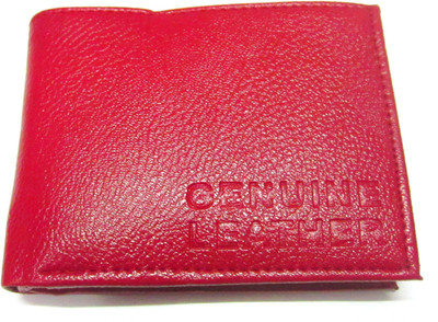 Generic Men Red Genuine Leather Wallet(5 Card Slots)