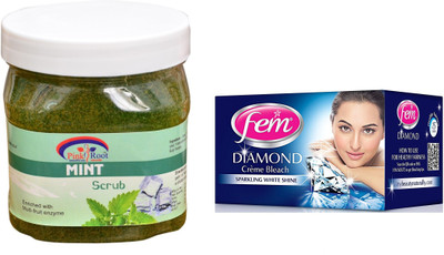 Pink Root Mint Scrub 500ml, Fem Diamond Bleach(Set of 2)
