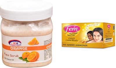 Pink Root Orange Scrub 500ml, Fem Gold Bleach(Set of 2)
