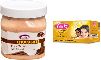 Pink Root Chocolate Scrub 500ml, Fem Gold Bleach(Set of 2)