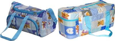 ANNAPURNA SALES Baby Diaper Bag With Bottle Warmers or Nappy Changing Bag with 2 Bottle Warmers Combo Set of 2 Pcs. Diaper Bag(Light Blue)