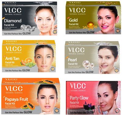 VLCC Original Papaya, Pearl, Diamond, Anti-Tan, Gold and Party-Glow Facial Kit 0.36 g(Set of 6)
VLCC Original Papaya, Pearl, Diamond, Anti-Tan, Gold and Party-Glow Facial Kit 0.36 g(Set of 6)
