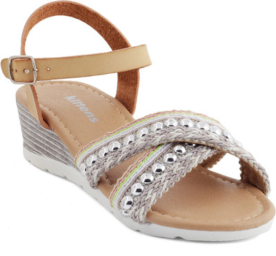 KITTENS Girls Velcro Wedges(Beige