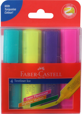 Faber-Castell Ice Textliner Wallet(Set of 4, Turquoise, Yellow, Violet, Pink)