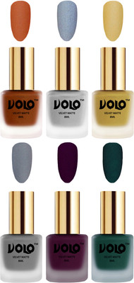 Volo Velvet Dull Matte Posh Shades Party Girl Range Nail Polish Sets Metallic Coral, Metallic Silver, Metallic Golden, Grey, Light Wine, Dark Green(Pack of 6)
Volo Velvet Dull Matte Posh Shades Party Girl Range Nail Polish Sets Metallic Coral, Metallic Silver, Metallic Golden, Grey, Light Wine, Dark Green(Pack of 6)