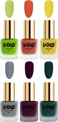 Volo Velvet Dull Matte Posh Shades Party Girl Range Nail Polish Sets Parrot Green, Orange, Yellow, Grey, Light Wine, Dark Green(Pack of 6)
Volo Velvet Dull Matte Posh Shades Party Girl Range Nail Polish Sets Parrot Green, Orange, Yellow, Grey, Light Wine, Dark Green(Pack of 6)