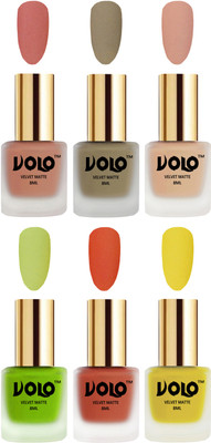 Volo Velvet Dull Matte Posh Shades Party Girl Range Nail Polish Sets Light Peach, Sand Nude, Nude, Parrot Green, Orange, Yellow(Pack of 6)
Volo Velvet Dull Matte Posh Shades Party Girl Range Nail Polish Sets Light Peach, Sand Nude, Nude, Parrot Green, Orange, Yellow(Pack of 6)
