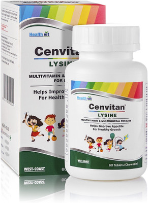 HealthVit Cenvitan Lysine (Multivitamin & Multimineral For Kids) 60 Tablets.(60 mg)
HealthVit Cenvitan Lysine (Multivitamin & Multimineral For Kids) 60 Tablets.(60 mg)