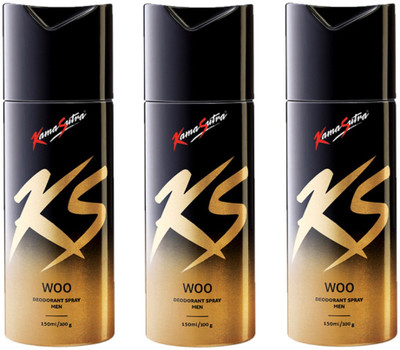 KamaSutra Woo Deodornt Spray 150ML Each (Pack of 3) Deodorant Spray - For Men(450 ml, Pack of 3)
KamaSutra Woo Deodornt Spray 150ML Each (Pack of 3) Deodorant Spray - For Men(450 ml, Pack of 3)