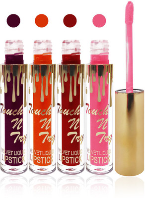 Seven cosmetics makeup Touch n try velvet matte liquid lipstick enriched with vitamin E fashion color combo set of 4(maroon,l orange,d purple,baby pink, 20 ml)
Seven cosmetics makeup Touch n try velvet matte liquid lipstick enriched with vitamin E fashion color combo set of 4(maroon,l orange,d purple,baby pink, 20 ml)