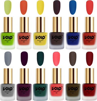 Volo Velvet Dull Matte Bold Colors Nail Polish Combo in Wholesale Rate Parrot Green, Orange, Yellow, Dark Coffee, Blue, Coral, Grey, Light Wine, Dark Green, Neon Orange, Olive Brown, Tomato Red(Pack of 12)
Volo Velvet Dull Matte Bold Colors Nail Polish Combo in Wholesale Rate Parrot Green, Orange, Yellow, Dark Coffee, Blue, Coral, Grey, Light Wine, Dark Green, Neon Orange, Olive Brown, Tomato Red(Pack of 12)