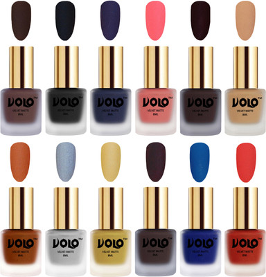 Volo Velvet Dull Matte Bold Colors Nail Polish Combo in Wholesale Rate Chocolate Brown, Black, Russian Navy Blue, Dark Peach, Dark Wine, Skin Nude, Metallic Coral, Metallic Silver, Metallic Golden, Dark Coffee, Blue, Coral(Pack of 12)
Volo Velvet Dull Matte Bold Colors Nail Polish Combo in Wholesale Rate Chocolate Brown, Black, Russian Navy Blue, Dark Peach, Dark Wine, Skin Nude, Metallic Coral, Metallic Silver, Metallic Golden, Dark Coffee, Blue, Coral(Pack of 12)