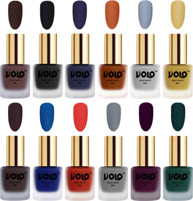 Volo Velvet Dull Matte Bold Colors Nail Polish Combo in Wholesale Rate Chocolate Brown, Black, Russian Navy Blue, Metallic Coral, Metallic Silver, Metallic Golden, Dark Coffee, Blue, Coral, Grey, Light Wine, Dark Green(Pack of 12)
Volo Velvet Dull Matte Bold Colors Nail Polish Combo in Wholesale Rate Chocolate Brown, Black, Russian Navy Blue, Metallic Coral, Metallic Silver, Metallic Golden, Dark Coffee, Blue, Coral, Grey, Light Wine, Dark Green(Pack of 12)
