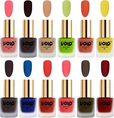Volo Velvet Dull Matte Bold Colors Nail Polish Combo in Wholesale Rate Dark Peach, Dark Wine, Skin Nude, Parrot Green, Orange, Yellow, Dark Coffee, Blue, Coral, Neon Orange, Olive Brown, Tomato Red(Pack of 12)
Volo Velvet Dull Matte Bold Colors Nail Polish Combo in Wholesale Rate Dark Peach, Dark Wine, Skin Nude, Parrot Green, Orange, Yellow, Dark Coffee, Blue, Coral, Neon Orange, Olive Brown, Tomato Red(Pack of 12)