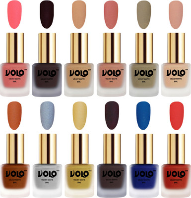 Volo Velvet Dull Matte Bold Colors Nail Polish Combo in Wholesale Rate Dark Peach, Dark Wine, Skin Nude, Light Peach, Sand Nude, Nude, Metallic Coral, Metallic Silver, Metallic Golden, Dark Coffee, Blue, Coral(Pack of 12)
Volo Velvet Dull Matte Bold Colors Nail Polish Combo in Wholesale Rate Dark Peach, Dark Wine, Skin Nude, Light Peach, Sand Nude, Nude, Metallic Coral, Metallic Silver, Metallic Golden, Dark Coffee, Blue, Coral(Pack of 12)