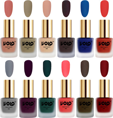 Volo Velvet Dull Matte Bold Colors Nail Polish Combo in Wholesale Rate Light Peach, Sand Nude, Nude, Dark Coffee, Blue, Coral, Grey, Light Wine, Dark Green, Neon Orange, Olive Brown, Tomato Red(Pack of 12)
Volo Velvet Dull Matte Bold Colors Nail Polish Combo in Wholesale Rate Light Peach, Sand Nude, Nude, Dark Coffee, Blue, Coral, Grey, Light Wine, Dark Green, Neon Orange, Olive Brown, Tomato Red(Pack of 12)
