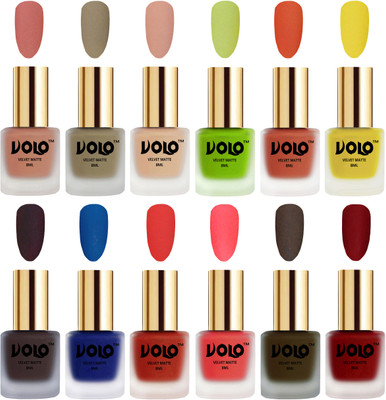 Volo Velvet Dull Matte Bold Colors Nail Polish Combo in Wholesale Rate Light Peach, Sand Nude, Nude, Parrot Green, Orange, Yellow, Dark Coffee, Blue, Coral, Neon Orange, Olive Brown, Tomato Red(Pack of 12)
Volo Velvet Dull Matte Bold Colors Nail Polish Combo in Wholesale Rate Light Peach, Sand Nude, Nude, Parrot Green, Orange, Yellow, Dark Coffee, Blue, Coral, Neon Orange, Olive Brown, Tomato Red(Pack of 12)