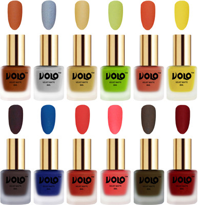 Volo Velvet Dull Matte Bold Colors Nail Polish Combo in Wholesale Rate Metallic Coral, Metallic Silver, Metallic Golden, Parrot Green, Orange, Yellow, Dark Coffee, Blue, Coral, Neon Orange, Olive Brown, Tomato Red(Pack of 12)
Volo Velvet Dull Matte Bold Colors Nail Polish Combo in Wholesale Rate Metallic Coral, Metallic Silver, Metallic Golden, Parrot Green, Orange, Yellow, Dark Coffee, Blue, Coral, Neon Orange, Olive Brown, Tomato Red(Pack of 12)