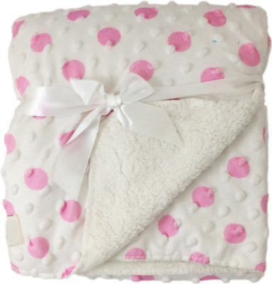 Babysid Collections Polka Crib Baby Blanket(Polyester, White, Pink, Pink;white