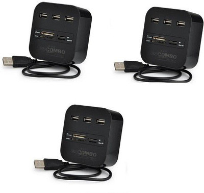 techdeal SET OF 3PC 2.0 Combo Hub All In One with 3 ports for SD/MMC/M2/MS Multi Card Reader USB Adapter (Black) Card Reader(Black)
techdeal SET OF 3PC 2.0 Combo Hub All In One with 3 ports for SD/MMC/M2/MS Multi Card Reader USB Adapter (Black) Card Reader(Black)
