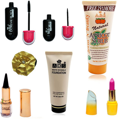 ADS Eyeliner, Mascara, Scrub, Kajal, Lipstic, Foundation and Golden band(Set of 7)
ADS Eyeliner, Mascara, Scrub, Kajal, Lipstic, Foundation and Golden band(Set of 7)