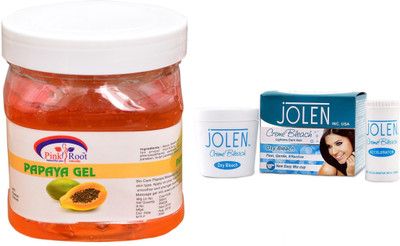 Pink Root Aloe Vera Gel 500ml and JOLEN Oxy Bleach Crème 35g(Set of 2)