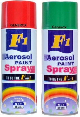 Generox F1 Multipurpose Touchup Aerosol Spray Paint Green + Orange Red Set of 2 Multicolor Spray Paint 450 ml(Pack of 2)
Generox F1 Multipurpose Touchup Aerosol Spray Paint Green + Orange Red Set of 2 Multicolor Spray Paint 450 ml(Pack of 2)